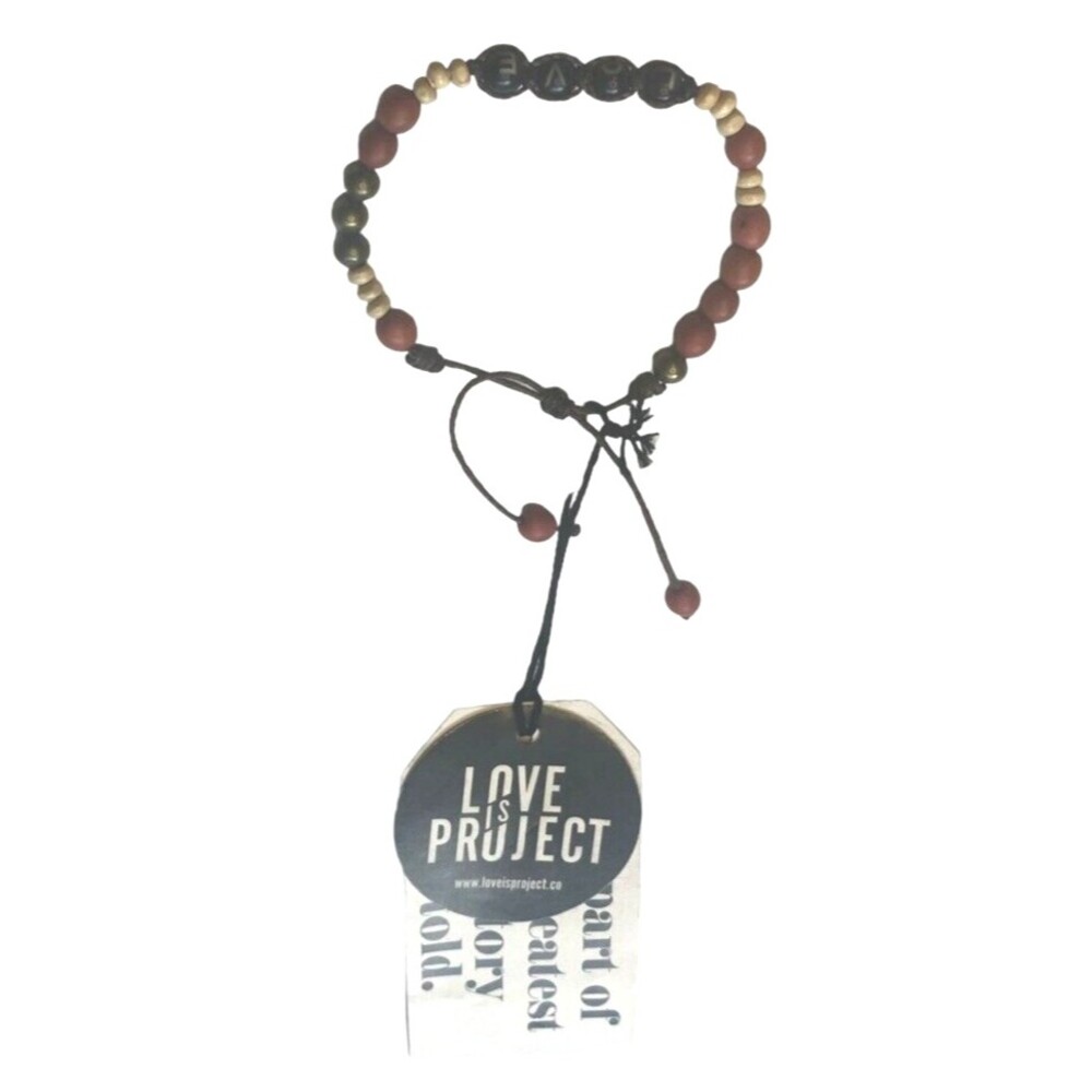 NWT Artisan bracelet Love is Project Handmade Beaded Boho adjustable nature